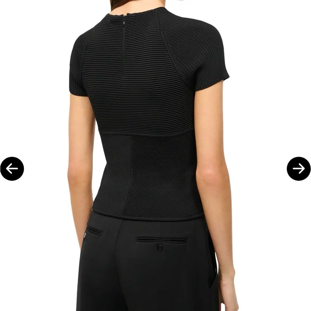 STAUD Black Ribbed Short Sleeve Top - Picture 4 of 7